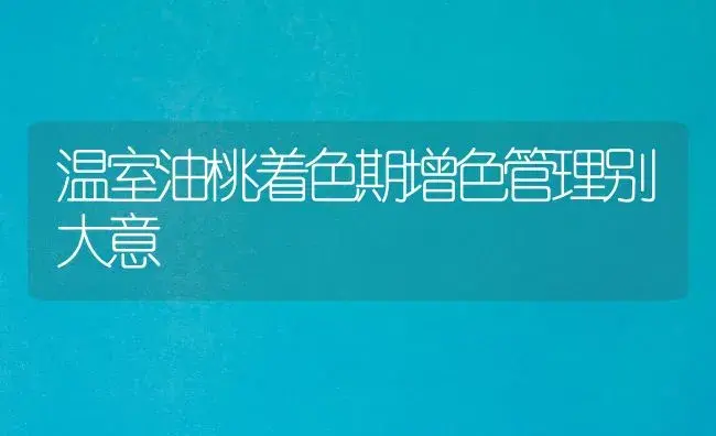 温室油桃着色期增色管理别大意 | 植物百科