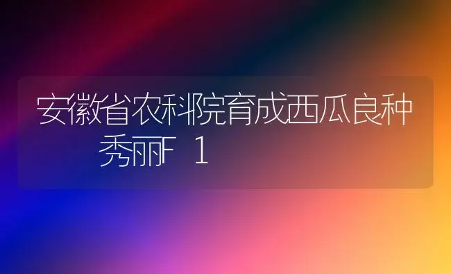 安徽省农科院育成西瓜良种――秀丽F1 | 植物百科