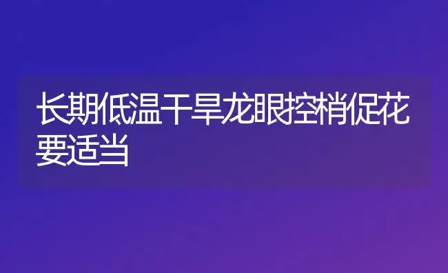 长期低温干旱龙眼控梢促花要适当 | 植物百科