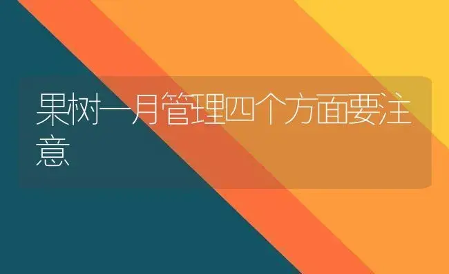 果树一月管理四个方面要注意 | 植物百科