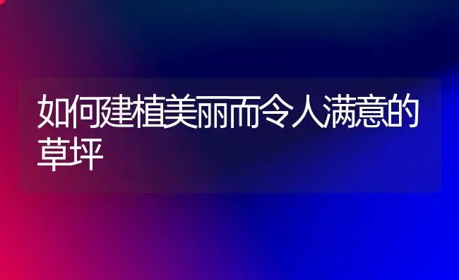 如何建植美丽而令人满意的草坪 | 植物科普