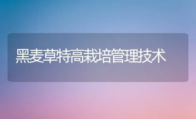 黑麦草特高栽培管理技术 | 植物科普