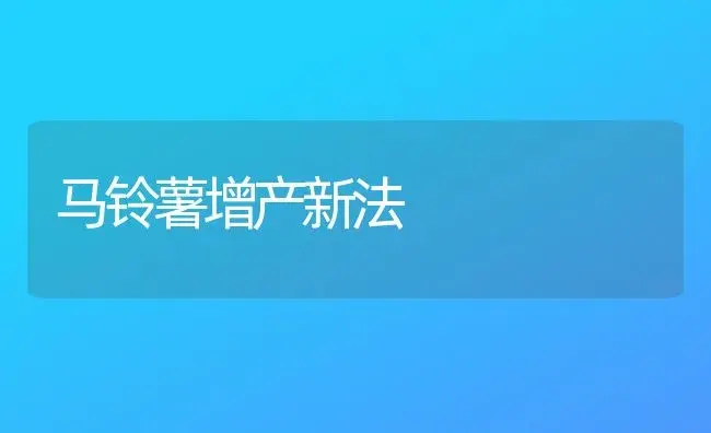 马铃薯增产新法 | 植物科普