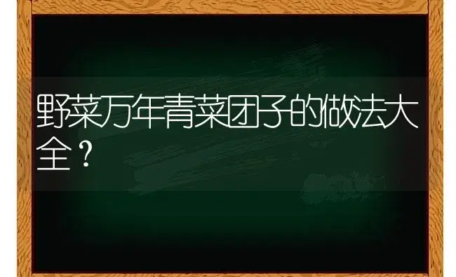 野菜万年青菜团子的做法大全？ | 植物问答