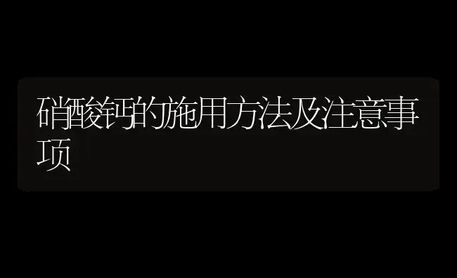 硝酸钙的施用方法及注意事项 | 植物百科