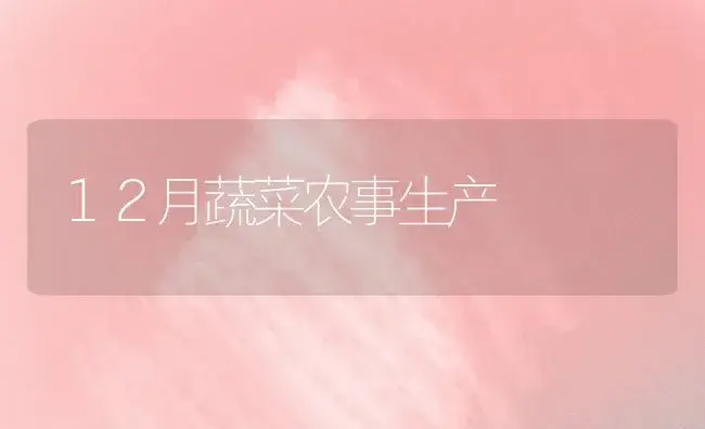 １２月蔬菜农事生产 | 植物科普