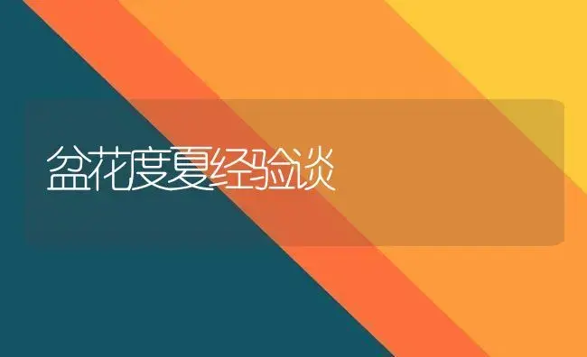 盆花度夏经验谈 | 植物知识