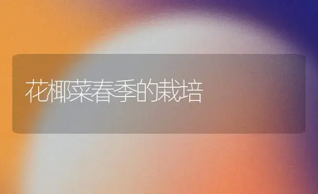 花椰菜春季的栽培 | 植物百科