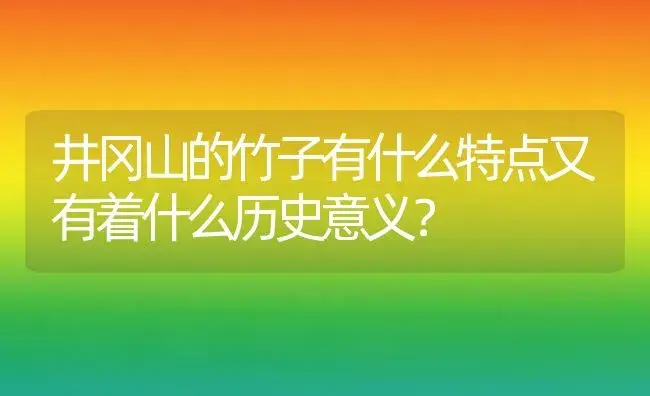 井冈山的竹子有什么特点又有着什么历史意义？ | 植物问答