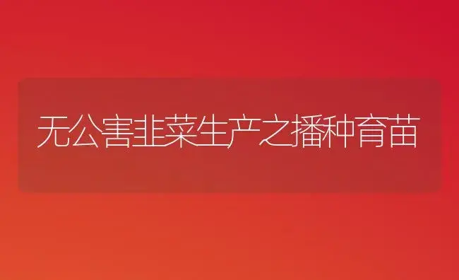 无公害韭菜生产之播种育苗 | 植物科普