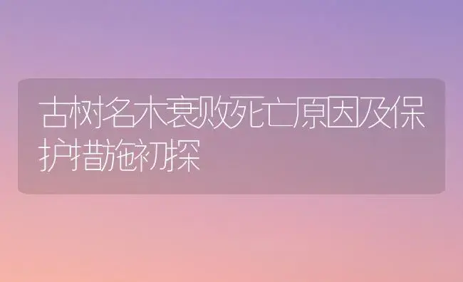 古树名木衰败死亡原因及保护措施初探 | 植物知识