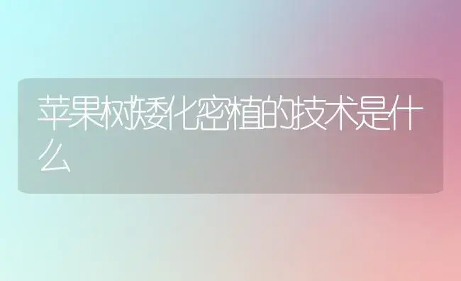 苹果树矮化密植的技术是什么 | 植物科普