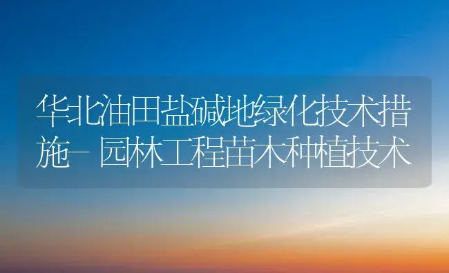 华北油田盐碱地绿化技术措施-园林工程苗木种植技术 | 植物科普