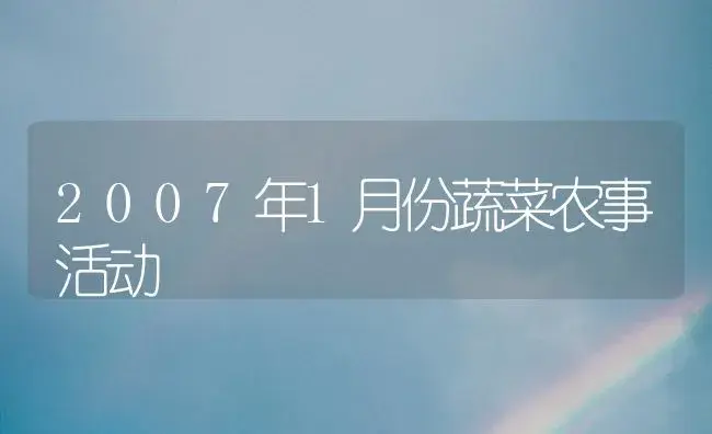 2007年1月份蔬菜农事活动 | 植物科普