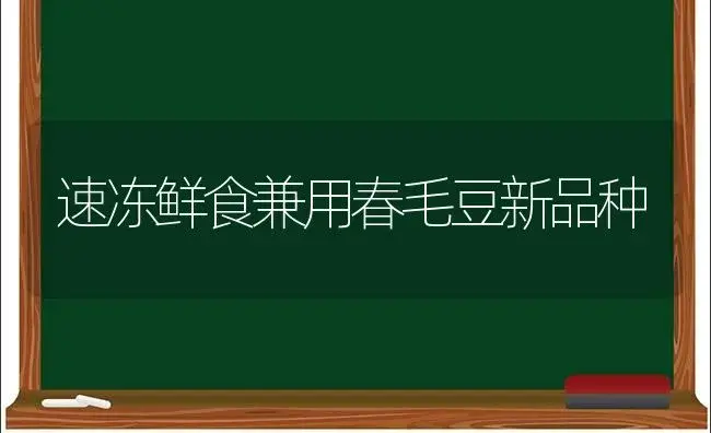 速冻鲜食兼用春毛豆新品种 | 植物科普