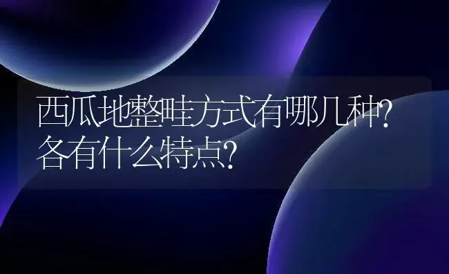 西瓜地整畦方式有哪几种？各有什么特点？ | 植物百科