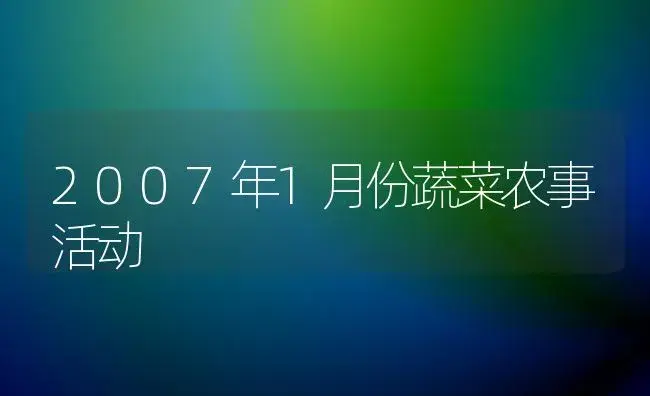 2007年1月份蔬菜农事活动 | 植物百科