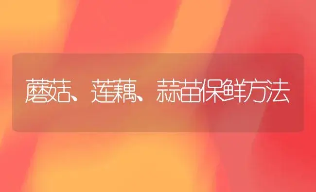 蘑菇、莲藕、蒜苗保鲜方法 | 植物百科