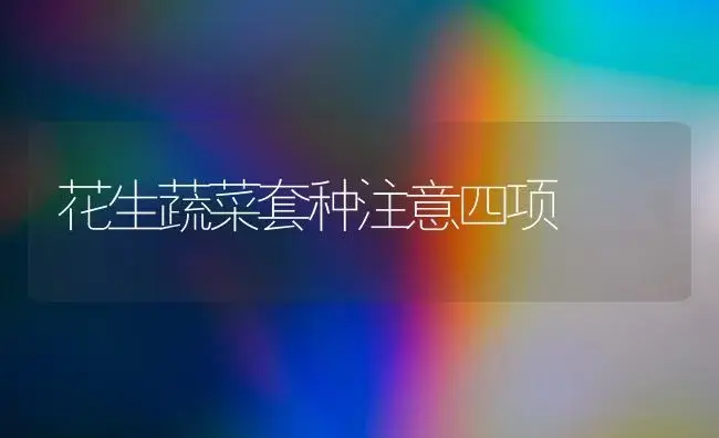 花生蔬菜套种注意四项 | 植物科普