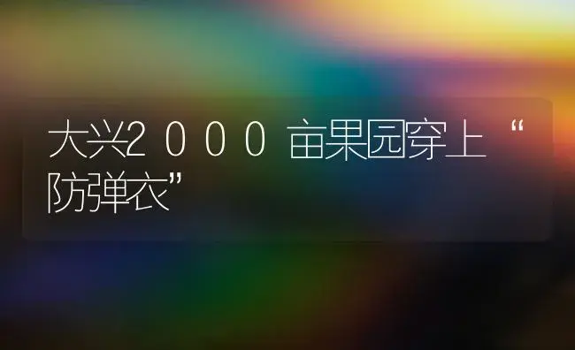 大兴2000亩果园穿上“防弹衣” | 植物百科