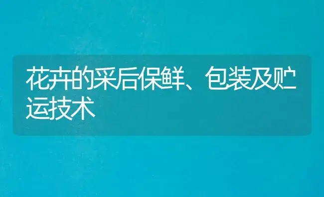 花卉的采后保鲜、包装及贮运技术 | 植物科普