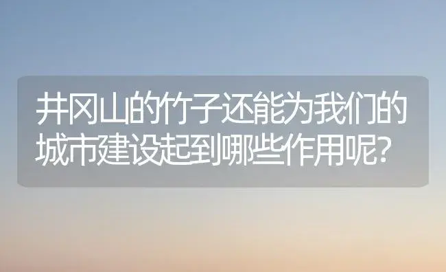 井冈山的竹子还能为我们的城市建设起到哪些作用呢？ | 植物问答