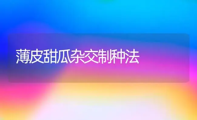 薄皮甜瓜杂交制种法 | 植物科普
