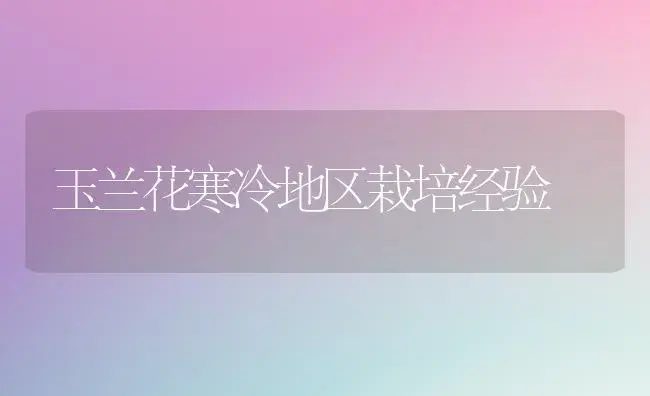 玉兰花寒冷地区栽培经验 | 植物科普