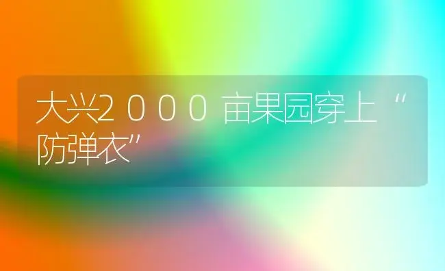 大兴2000亩果园穿上“防弹衣” | 植物科普