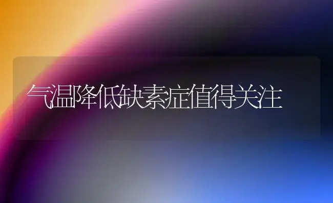 气温降低缺素症值得关注 | 植物科普