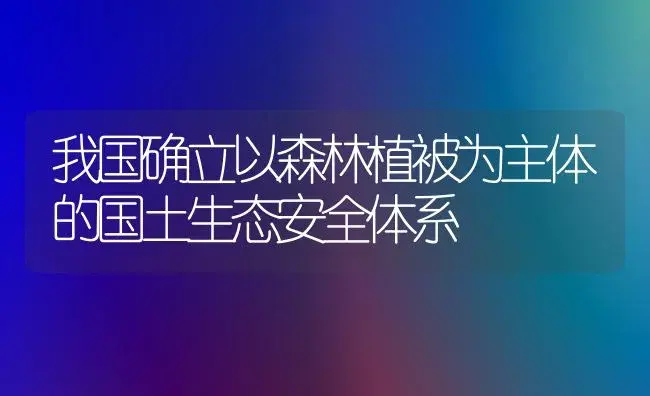 我国确立以森林植被为主体的国土生态安全体系 | 植物科普