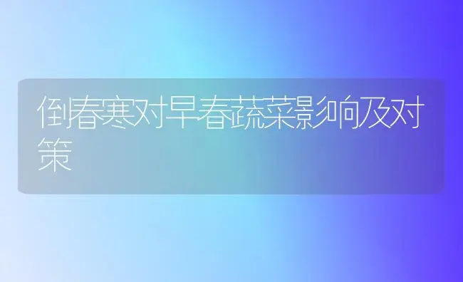 倒春寒对早春蔬菜影响及对策 | 植物百科
