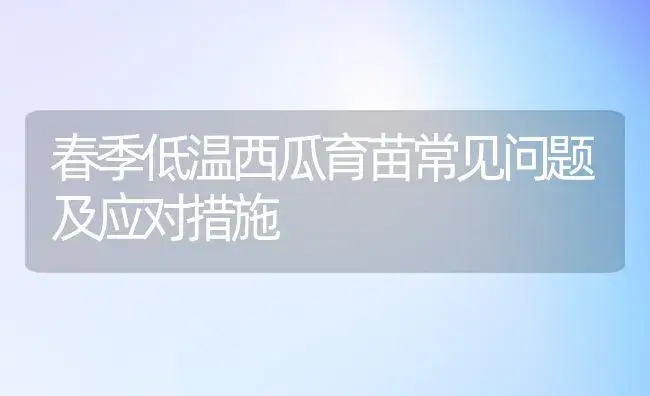 春季低温西瓜育苗常见问题及应对措施 | 植物科普