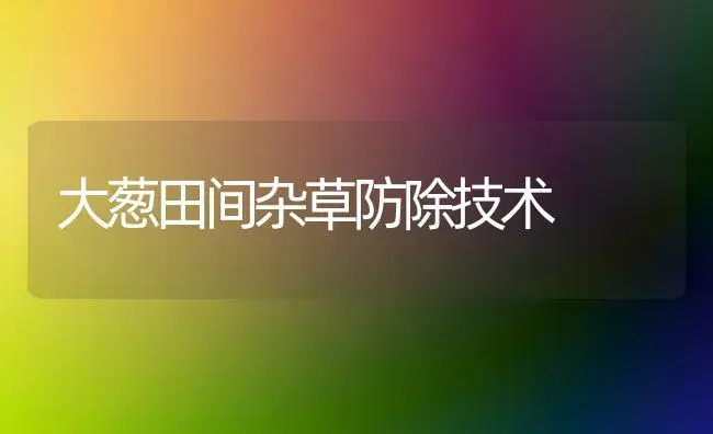 大葱田间杂草防除技术 | 植物百科