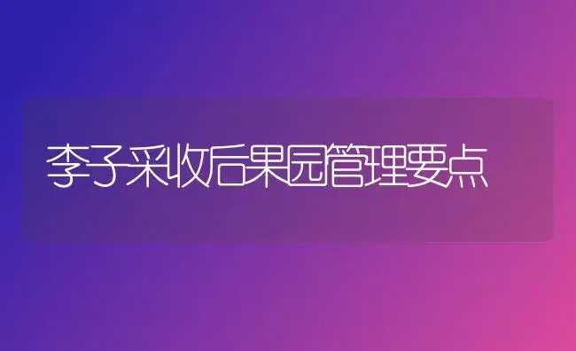 李子采收后果园管理要点 | 植物科普