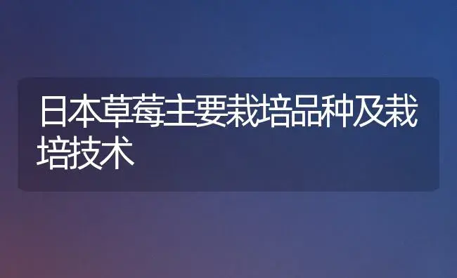 日本草莓主要栽培品种及栽培技术 | 植物百科