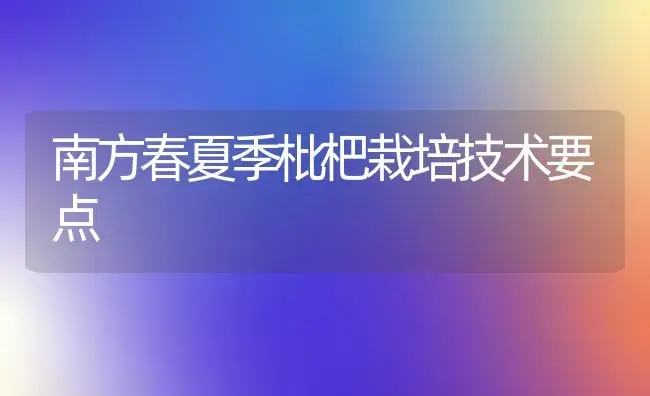 南方春夏季枇杷栽培技术要点 | 植物科普