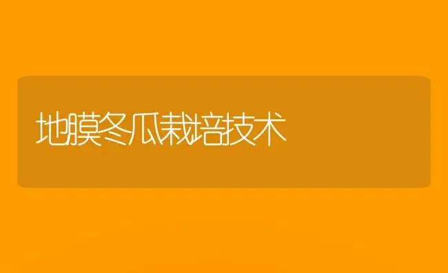 地膜冬瓜栽培技术 | 植物科普
