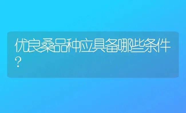 优良桑品种应具备哪些条件? | 植物知识