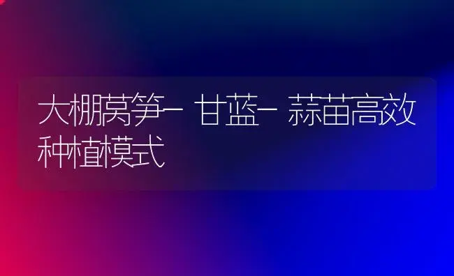 大棚莴笋-甘蓝-蒜苗高效种植模式 | 植物百科