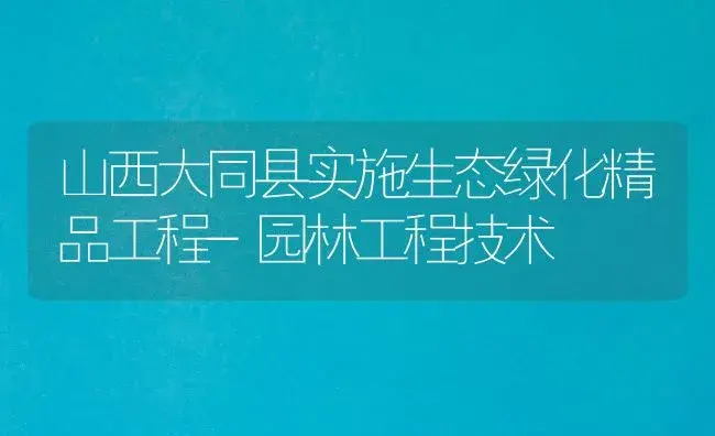 山西大同县实施生态绿化精品工程-园林工程技术 | 植物百科