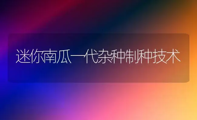 迷你南瓜一代杂种制种技术 | 植物百科