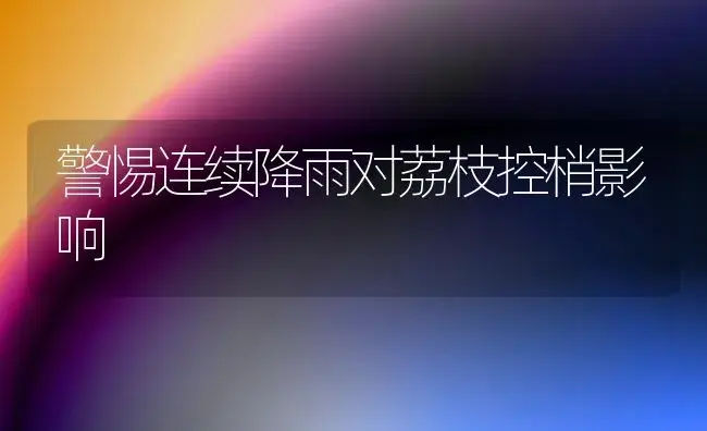警惕连续降雨对荔枝控梢影响 | 植物科普