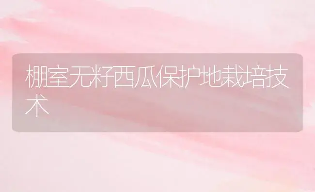 棚室无籽西瓜保护地栽培技术 | 植物科普
