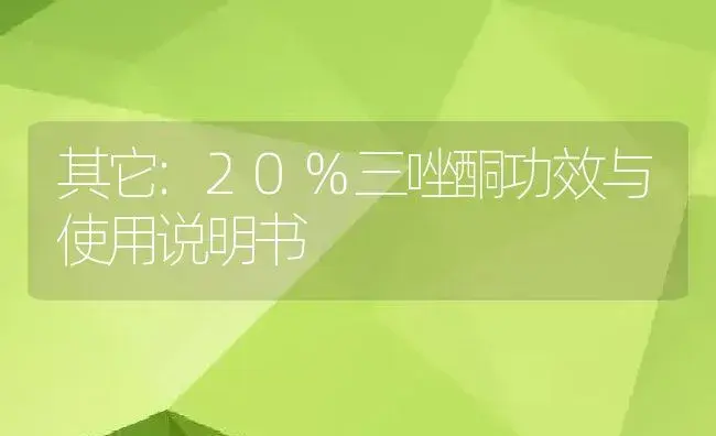 其它：20%三唑酮 | 适用防治对象及农作物使用方法说明书 | 植物资料