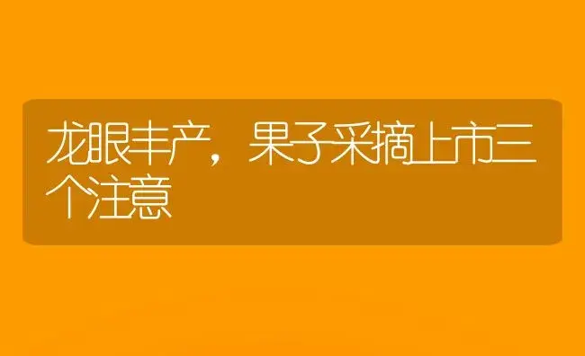 龙眼丰产，果子采摘上市三个注意 | 植物科普