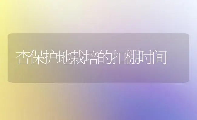 杏保护地栽培的扣棚时间 | 植物科普