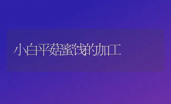 小白平菇蜜饯的加工 | 植物科普