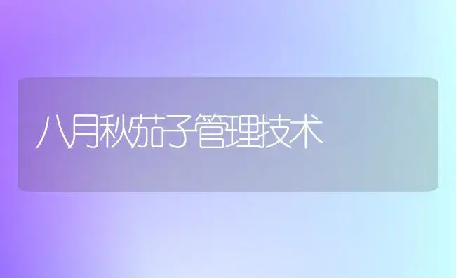八月秋茄子管理技术 | 植物科普