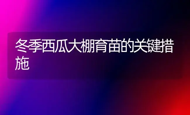 冬季西瓜大棚育苗的关键措施 | 植物百科